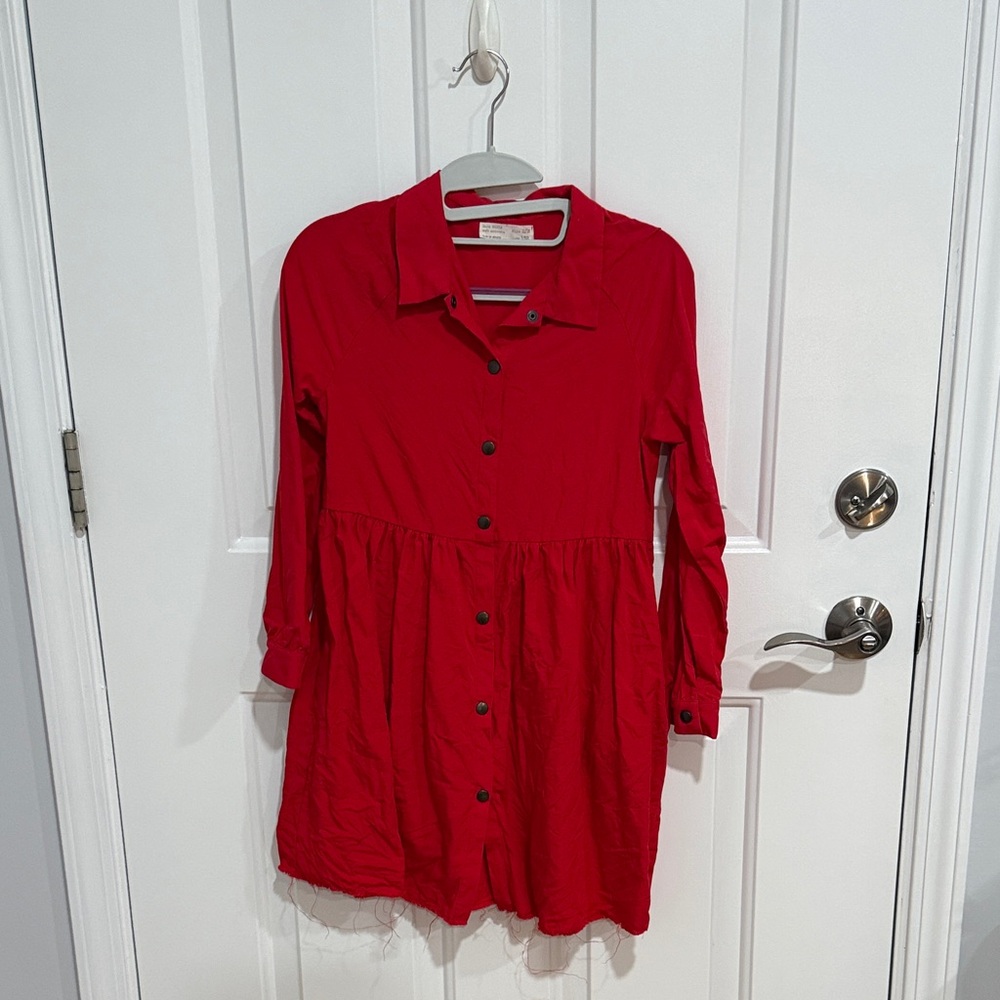 Zara Vibrant Red Collared Dress